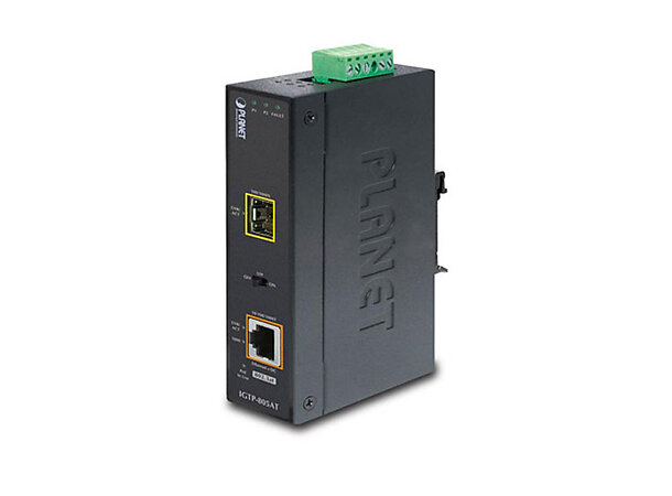 Converter Industrial 10/100/1000B/Tx PoE Planet: SFP100/1000BX IP30 DIN 